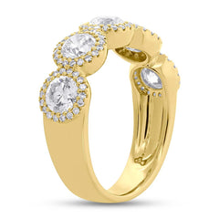 2.00ct Round Brilliant Center and 0.28ct Side 14k Yellow Gold Diamond Lady's Band