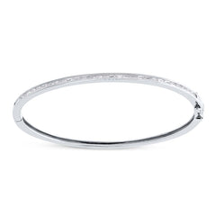 0.60ct 14k White Gold Diamond Baguette Bangle Size XS