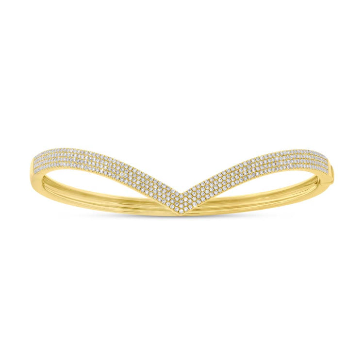 0.92ct 14k Yellow Gold Diamond Pave Bangle