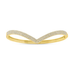 0.92ct 14k Yellow Gold Diamond Pave Bangle
