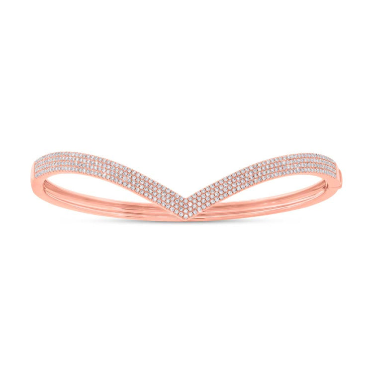 0.92ct 14k Rose Gold Diamond Pave Bangle