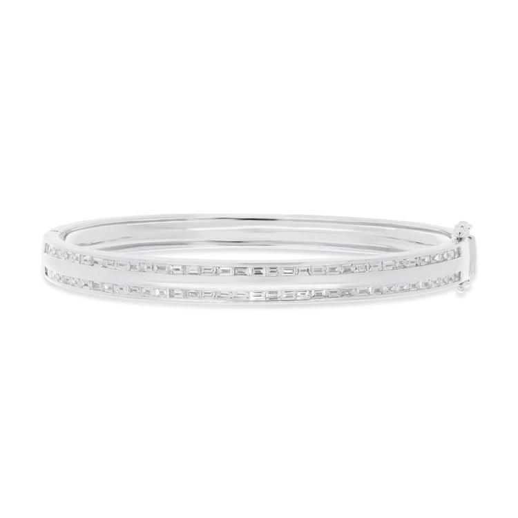 1.67ct 14k White Gold Diamond Baguette Bangle