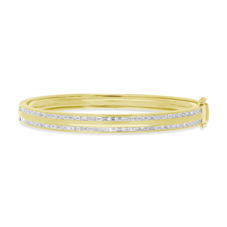 1.67ct 14k Yellow Gold Diamond Baguette Bangle