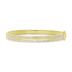 1.67ct 14k Yellow Gold Diamond Baguette Bangle