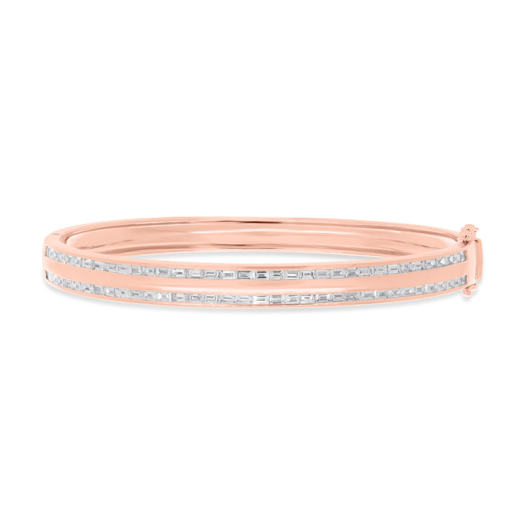 1.67ct 14k Rose Gold Diamond Baguette Bangle