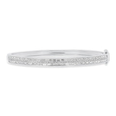 1.87ct 14k White Gold Diamond Baguette Bangle