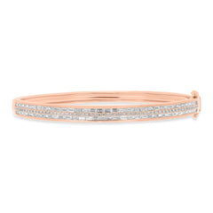 1.87ct 14k Rose Gold Diamond Baguette Bangle