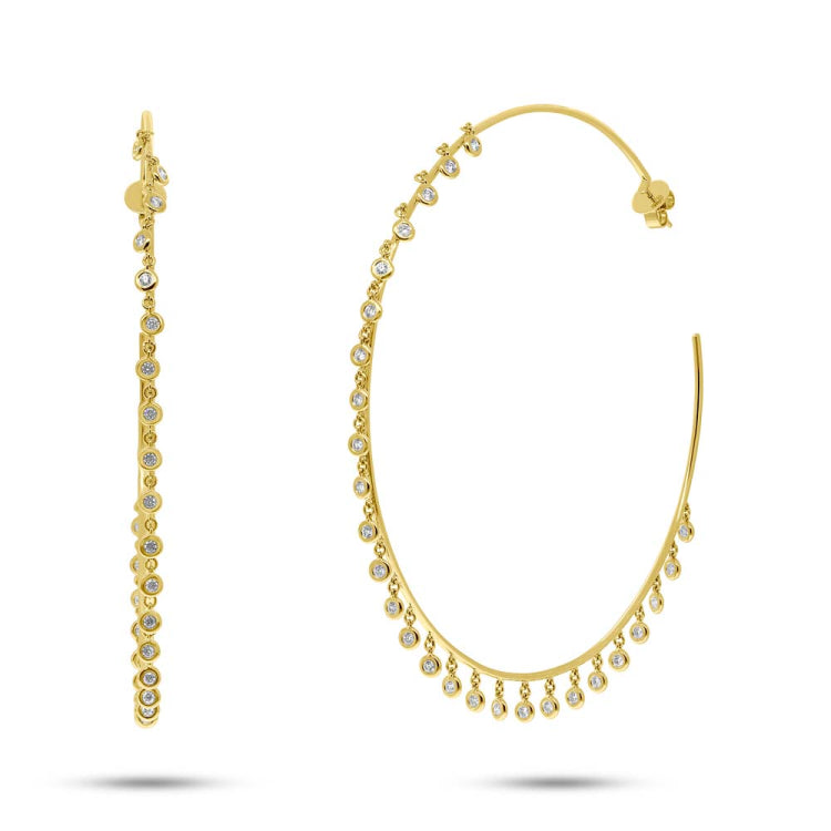 2.21ct 14k Yellow Gold Diamond Shaker Hoop Earring