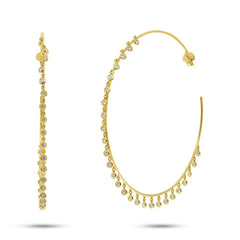 2.21ct 14k Yellow Gold Diamond Shaker Hoop Earring