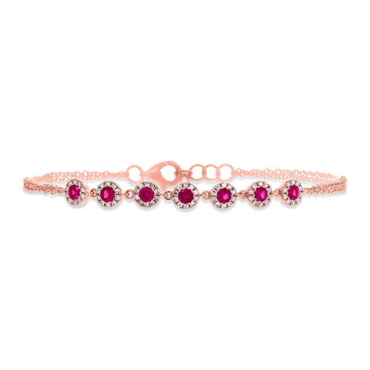 0.21ct Diamond & 0.52ct Ruby 14k Rose Gold Bracelet
