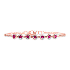 0.21ct Diamond & 0.52ct Ruby 14k Rose Gold Bracelet