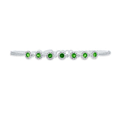 0.21ct Diamond & 0.49ct Green Garnet 14k White Gold Diamond Bracelet