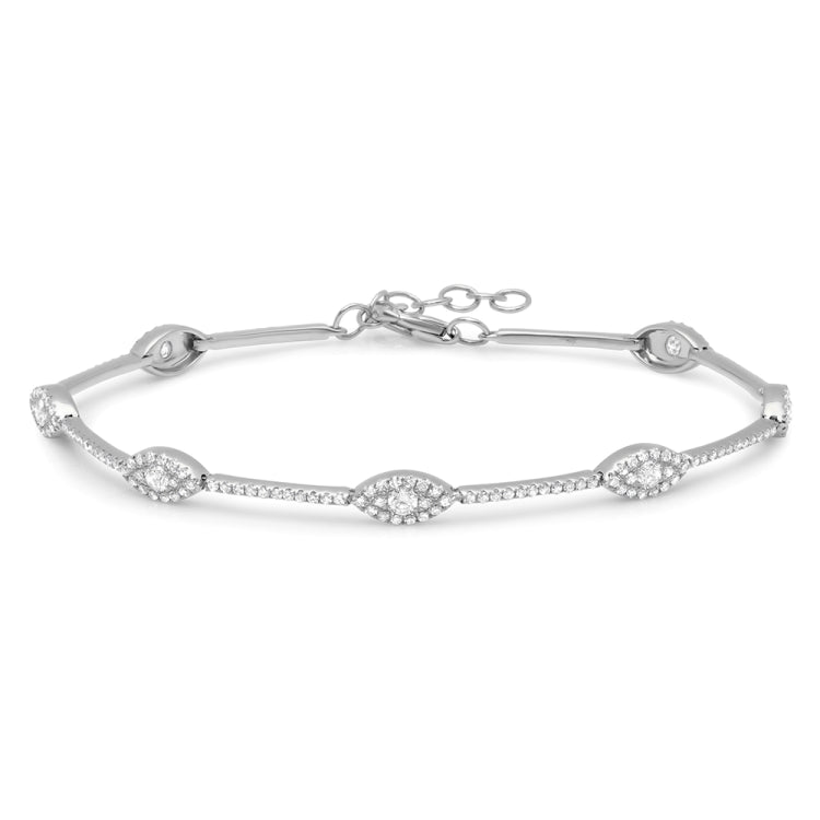 0.88ct 14k White Gold Diamond Eye Bracelet