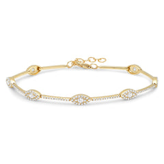 0.88ct 14k Yellow Gold Diamond Eye Bracelet