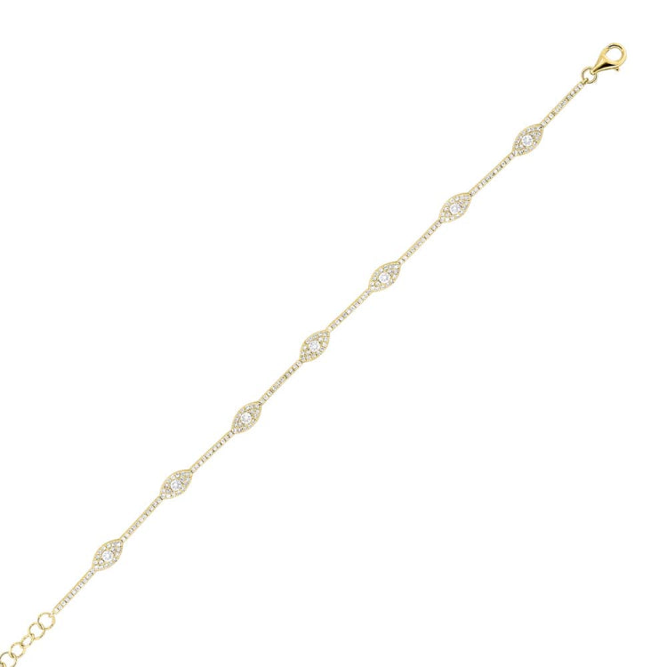 0.88ct 14k Yellow Gold Diamond Eye Bracelet