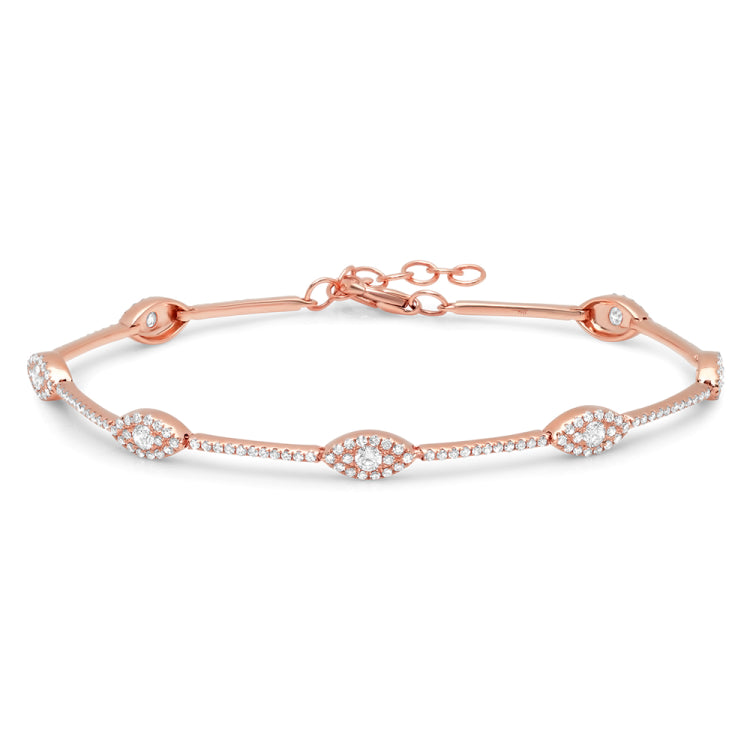 0.88ct 14k Rose Gold Diamond Eye Bracelet