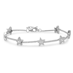 0.84ct 14k White Gold Diamond Star Bracelet