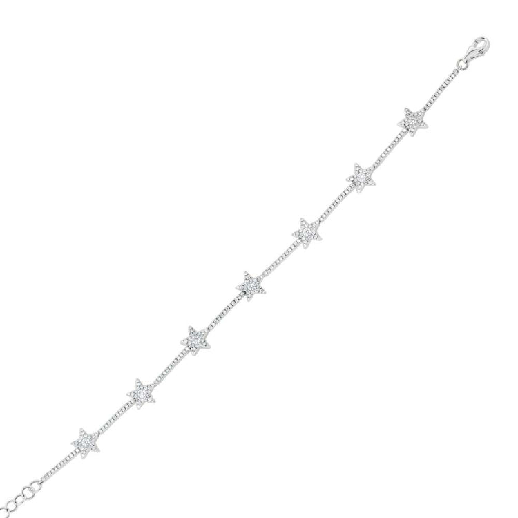 0.84ct 14k White Gold Diamond Star Bracelet