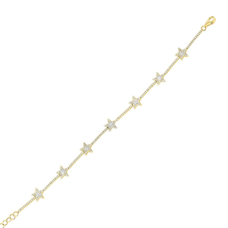 0.84ct 14k Yellow Gold Diamond Star Bracelet