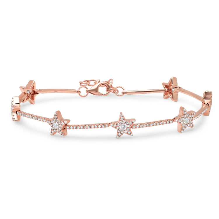 0.84ct 14k Rose Gold Diamond Star Bracelet