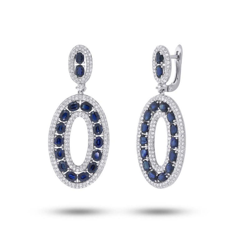 2.96ct Diamond & 8.00ct Blue Sapphire 14k White Gold Lady's Earring