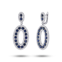 2.96ct Diamond & 8.00ct Blue Sapphire 14k White Gold Lady's Earring