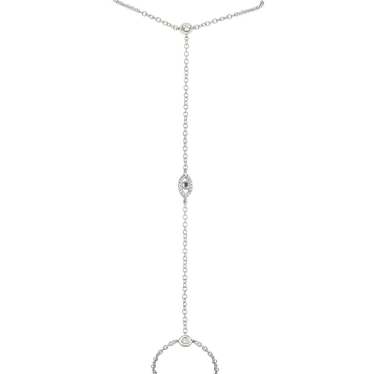 0.10ct Diamond & 0.02ct Blue Sapphire 14k White Gold Eye Bracelet