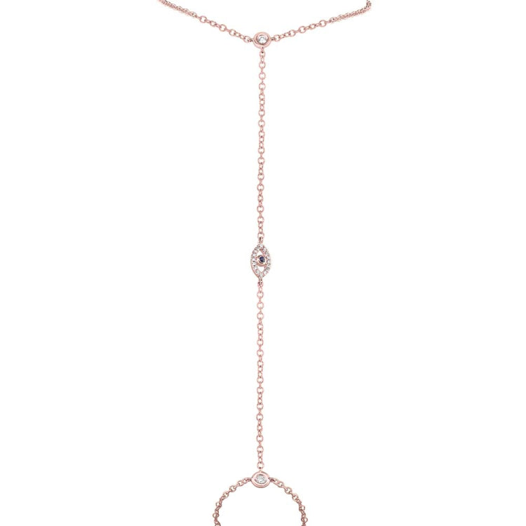 0.10ct Diamond & 0.02ct Blue Sapphire 14k Rose Gold Eye Bracelet