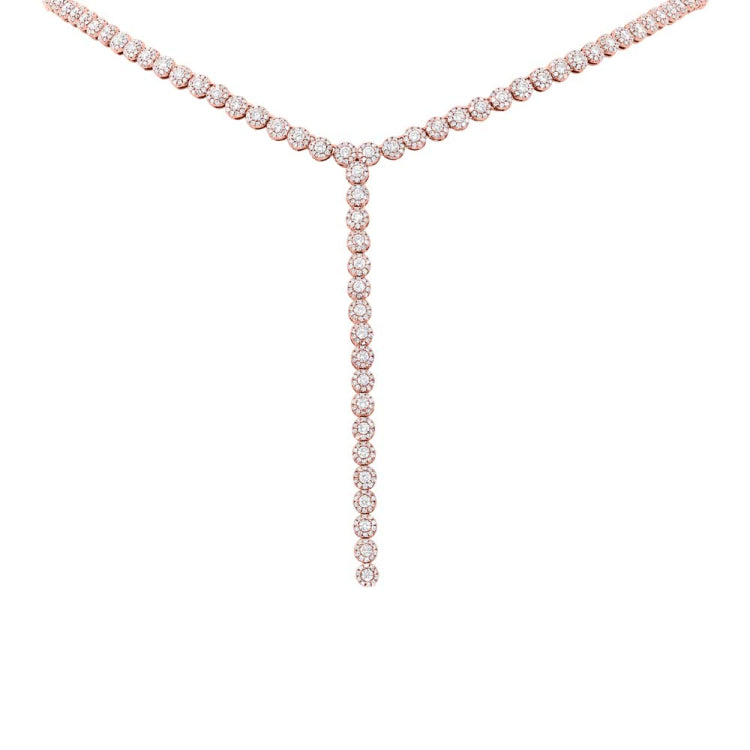 4.36ct 14k Rose Gold Diamond Lariat Necklace