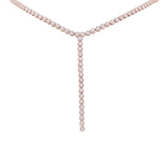 4.36ct 14k Rose Gold Diamond Lariat Necklace