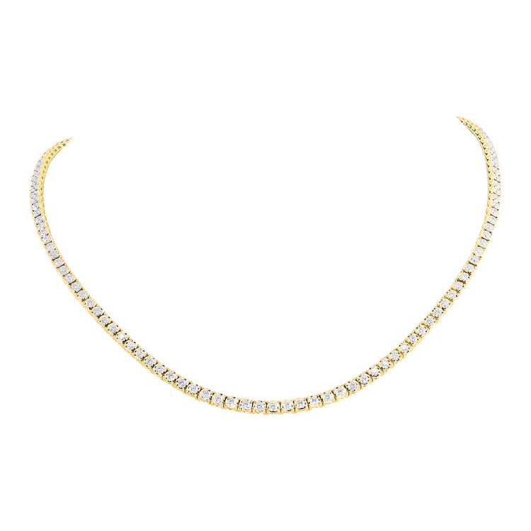 3.96ct 14k Yellow Gold Diamond Tennis Necklace