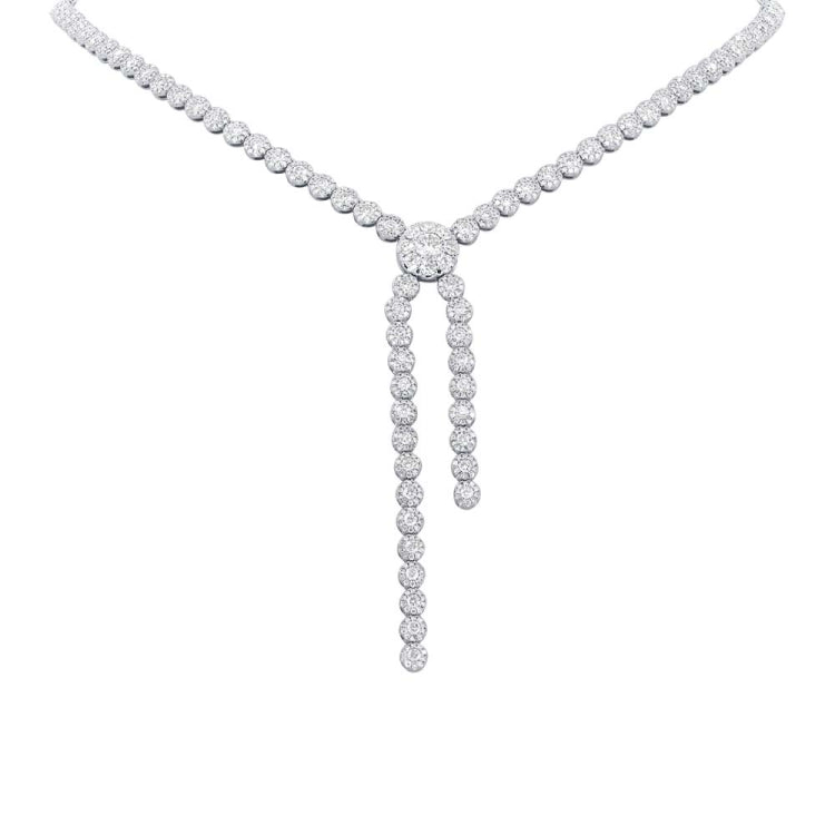 5.38ct 14k White Gold Diamond Lariat Necklace