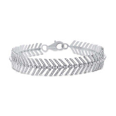 1.45ct 14k White Gold Diamond Feather Bracelet