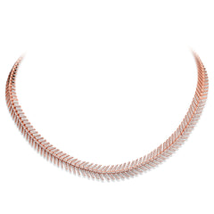 1.77ct 14k Rose Gold Diamond Feather Choker