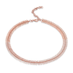 1.77ct 14k Rose Gold Diamond Feather Choker