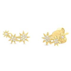 0.06ct 14k Yellow Gold Diamond Star Stud Earring