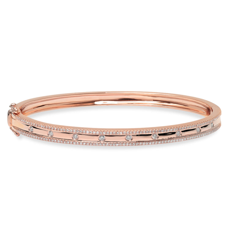 0.62ct 14k Rose Gold Diamond Bangle