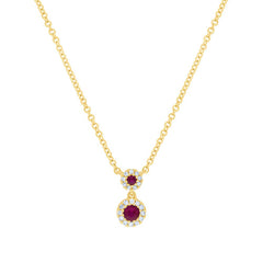 0.06ct Diamond & 0.12ct Ruby 14k Yellow Gold Pendant