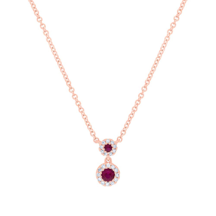 0.06ct Diamond & 0.12ct Ruby 14k Rose Gold Pendant