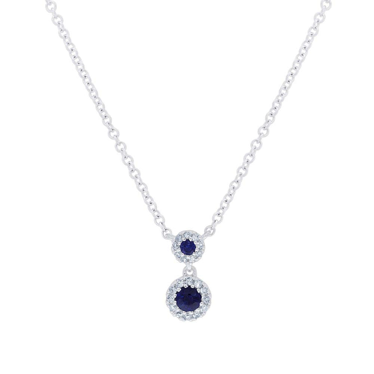 0.06ct Diamond & 0.13ct Blue Sapphire 14k White Gold Pendant