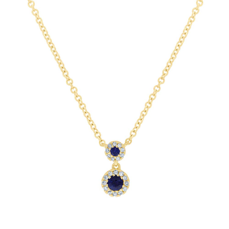 0.06ct Diamond & 0.13ct Blue Sapphire 14k Yellow Gold Pendant