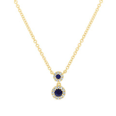 0.06ct Diamond & 0.13ct Blue Sapphire 14k Yellow Gold Pendant