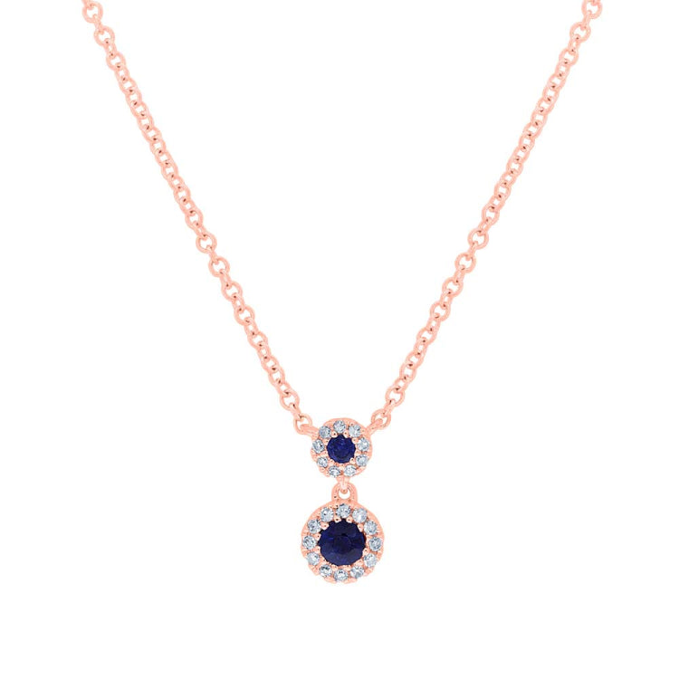 0.06ct Diamond &0.13ct Blue Sapphire 14k Rose Gold Pendant