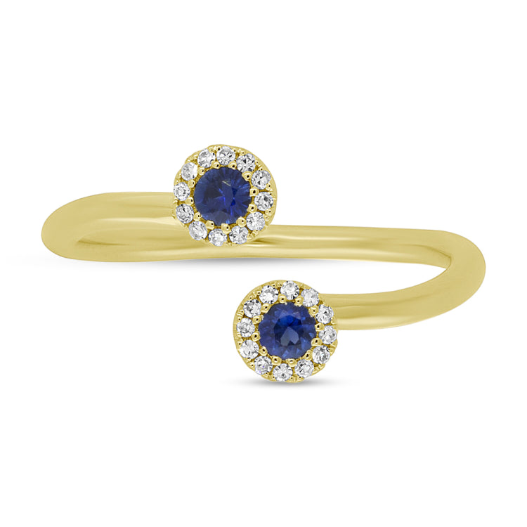 0.07ct Diamond & 0.20ct Blue Sapphire 14k Yellow Gold Lady's Ring