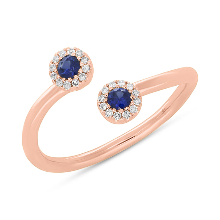 0.07ct Diamond & 0.20ct Blue Sapphire 14k Rose Gold Lady's Ring