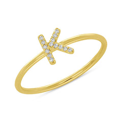 0.05ct 14k Yellow Gold Diamond Lady's Ring - Letter K