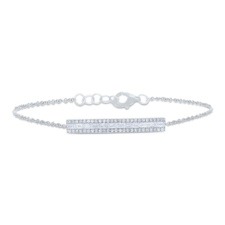 0.40ct 14k White Gold Diamond Baguette Bar Bracelet