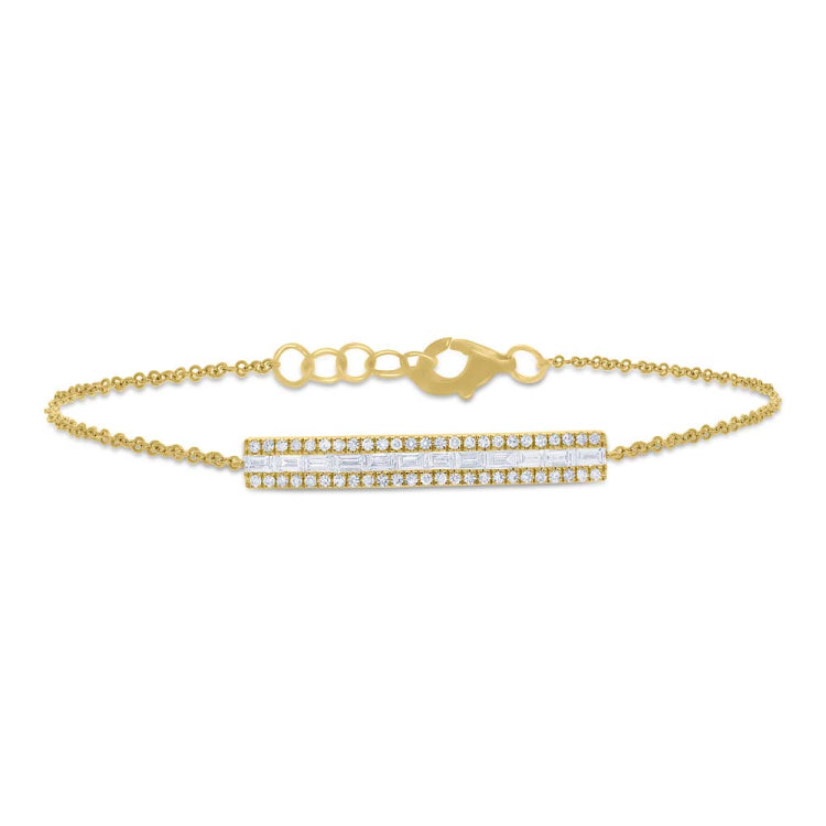 0.40ct 14k Yellow Gold Diamond Baguette Bar Bracelet