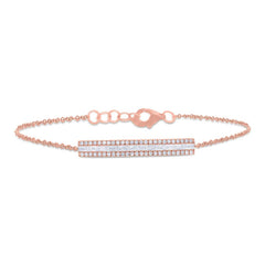0.40ct 14k Rose Gold Diamond Baguette Bar Bracelet