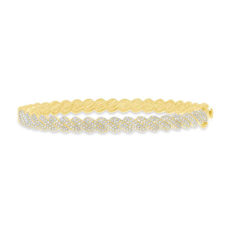 1.20ct 14k Yellow Gold Diamond Pave Bangle